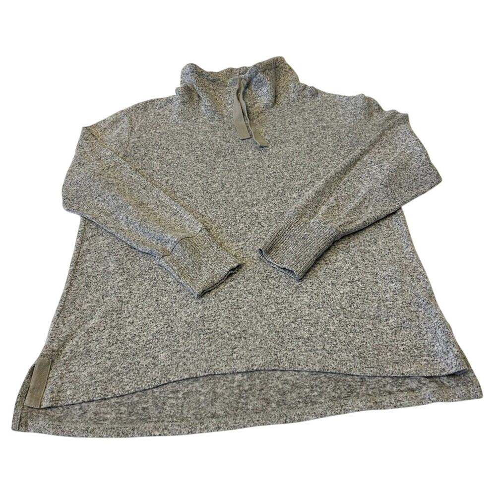 Kenneth Cole Reaction Cowl Neck Sweater Women's Gray Cotton Blend Drawstring LG.